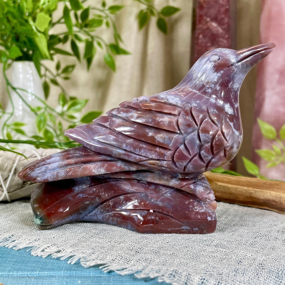 631 Ocean Jasper Crystal Bird Carving